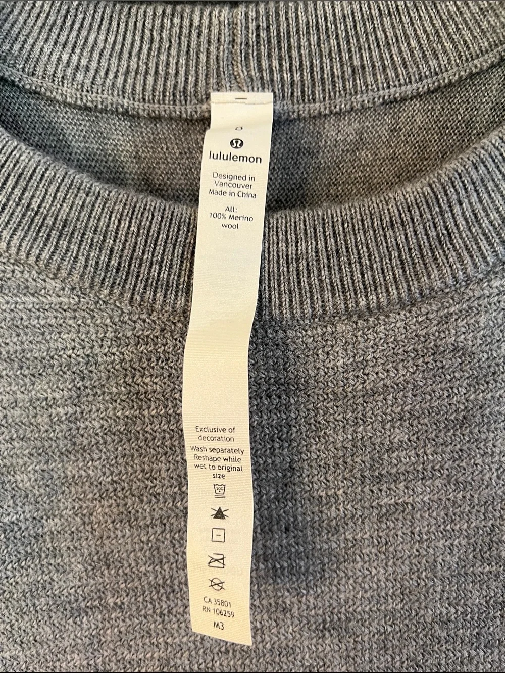 lululemon athletica Heather Gray Merino Wool Crew Sweater